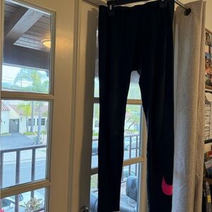Nike Black Leggings with Pink Swoosh size small